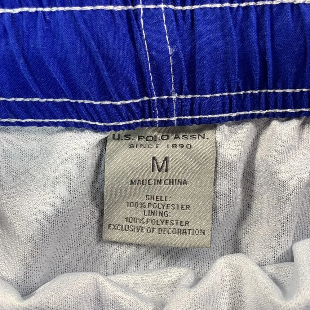 U.S. Polo Assn. Swim Trunks‎ Mens Medium Blue Colorblock Flag Mesh Lined USA